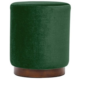 Nordlys Bouclé Pouf with Wooden Base Vintage Style Upholstery Living Room - 1 of 4