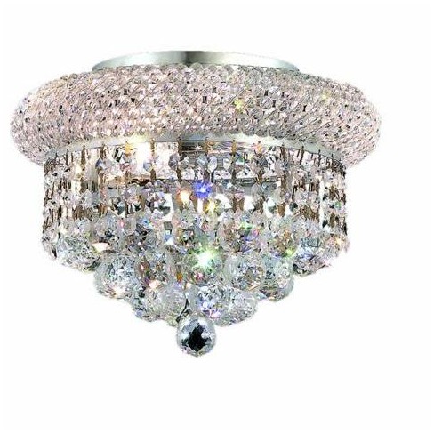 Elegant Lighting 1800f10c Primo 3 Light Single Tier Flush Mount Crystal Chandelier Finished In Chrome