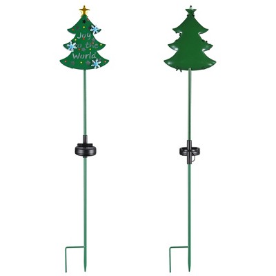 Yescom 2 Packs Christmas Tree Stake Pathway Decoration Waterproof for Outdoor Garden Patio Green