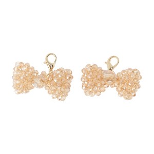 Unique Bargains Beaded Bow Shoelace Charms Gold Tone 1 Pair - 1 of 4