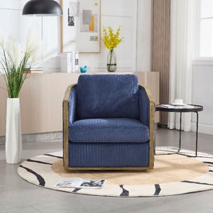 CAVINAS 360 Degree Swivel Barrel Accent Chair with Rattan Frame,  Upholstered Sofa Chair with Wood Base - 1 of 4