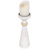 Northlight Wooden Pedestal Pillar Candle Holder - 12" - Brushed Antique White - 3 of 4