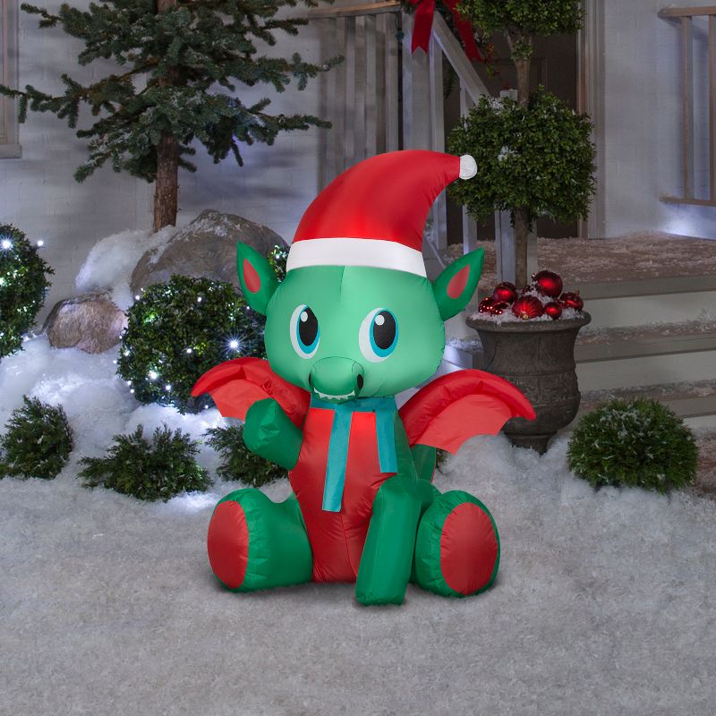 Gemmy Christmas Inflatable Baby Dragon, 3.5 ft Tall, Multi, 2 of 7