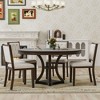 Merax Stylish 5-Piece Retro Dining Set with Extendable Round Table & 4 Upholstered Chairs - 2 of 4
