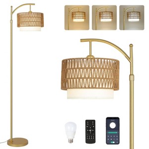 KTMBDW Dimmable Floor Lamp, LED Edison Bulb Included, Arc Floor Lamps for Living Room Modern Standing Lamp with Linen Shade for Bedroom Office - 1 of 4
