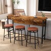 CIPACHO Brown 3 Drawer Long Dining Table Set with Power Outlets Bar Kitchen Table Set with Circular PU Stools Easy Assemble - 4 of 4