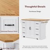 YOOCOZZ Rustic Rolling Kitchen Island with Rubber Wood Drop Leaf, Storage Cabinets, Drawers, and Power Outlet - 4 of 4