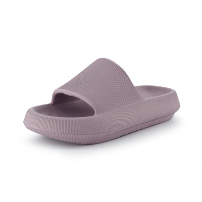 CUSHIONAIRE Feather Slides – Comfortable Cloud Cushion House Slippers for Women, Indoor Outdoor EVA Foam Foot Spa Shower Shoes, Non-Slip Arch Support
