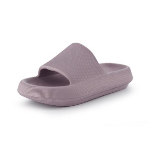 CUSHIONAIRE Feather Slides – Comfortable Cloud Cushion House Slippers for Women, Indoor Outdoor EVA Foam Foot Spa Shower Shoes, Non-Slip Arch Support - 1 of 4