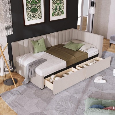 Streamdale Upholstered Daybed With 2 Storage Drawers Twin Size Sofa Bed Frame No Box Spring Needed