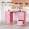 Karlhome 42.5 in. White MDF and Glass 3-Drawer Manicure Table Nail Desk with Cabinet, Electric Dust Collector - 2 of 4
