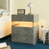 ORRD LED Nightstand with 3 Drawers, Acrylic Board Bedside Table with RGB Lights, Modern Dresser End Table for Bedroom，Grey - 3 of 4