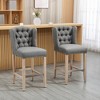 26.75" Counter Height Bar Stools Set of 2 with Cushioned Seat, Solid Wood Legs and Footrest for Kitchen or Dining - 2 of 4