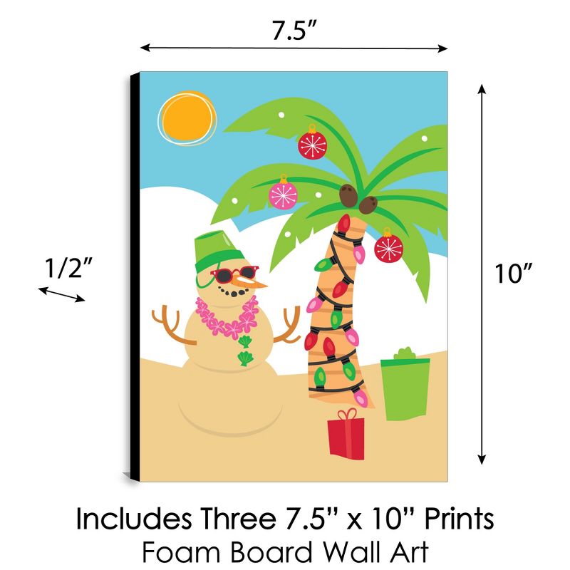Big Dot of Happiness Tropical Christmas - Beach Santa Holiday Wall Art Room Decor - 7.5 x 10 inches - Set of 3 Prints, 5 of 8