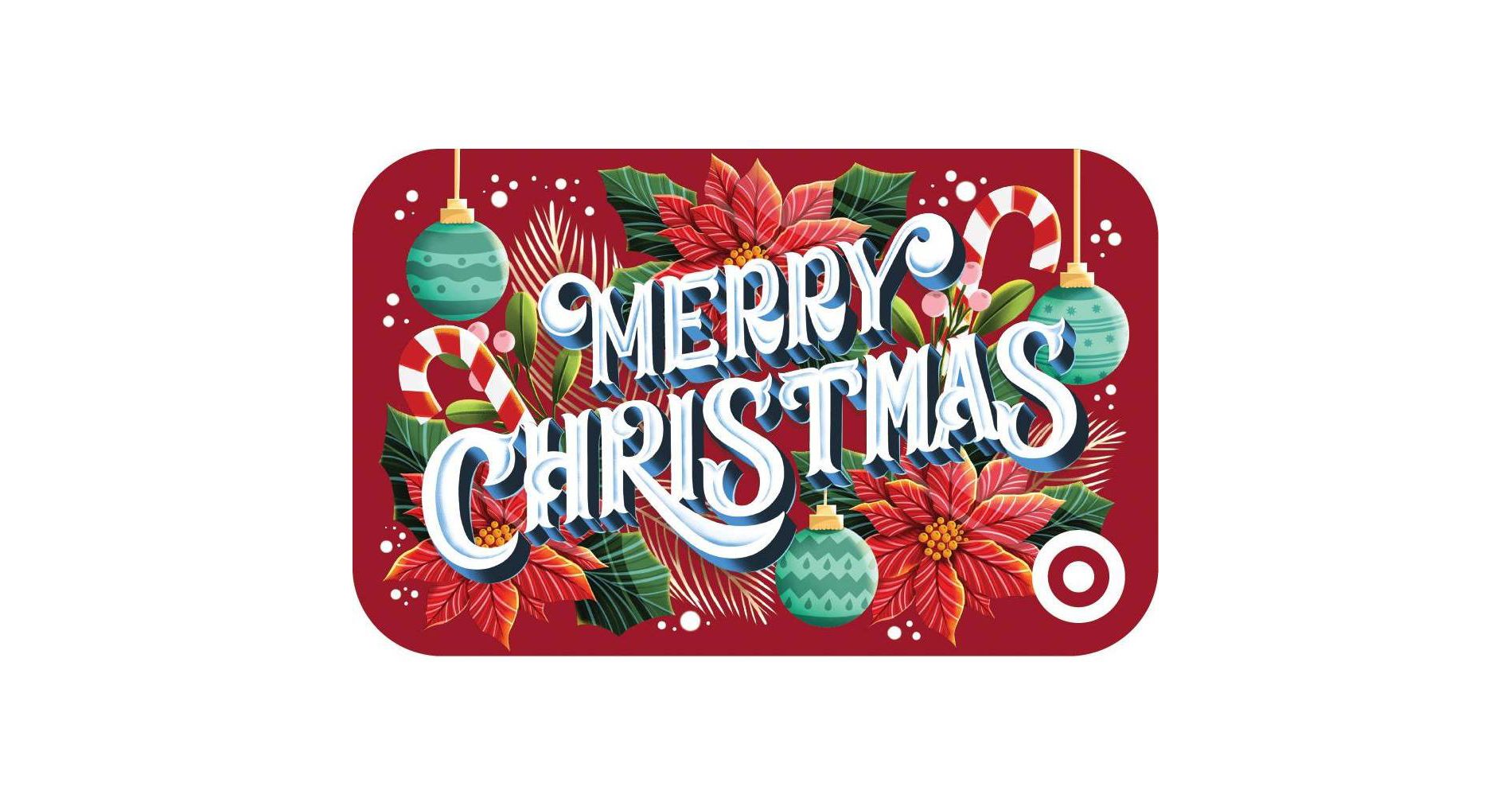 Merry Christmas Poinsettias Target GiftCard $200