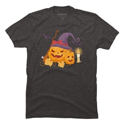 Men's Design By Humans Halloween Witch Pumpkins With Bats By VectorVillain T-Shirt