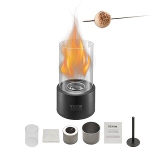 VEVOR Tabletop Fire Pit, 6 inch Metal Tabletop Fireplace Indoor Outdoor Decor, Portable Rubbing Alcohol Burner Smores Maker with Glass,2.03lbs,Black - 1 of 4