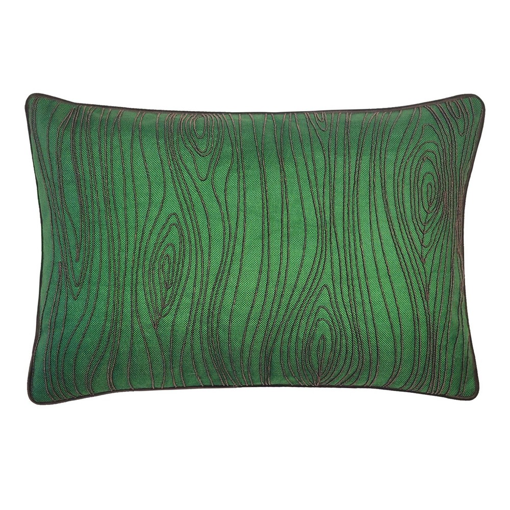 Photos - Pillowcase 14"x21" Oversized Embroidered Wood Grain Lumbar Throw Pillow Cover Pine 