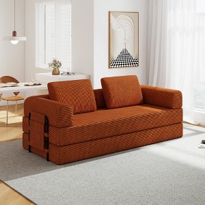 Racxily Convertible Sofa Bed with Pillow - Corduroy Folding Couch, Loveseat Sofa for Living Room, Bedroom, Lounge - 1 of 4