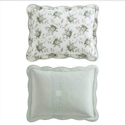 White and Green Cotton Twin Reversible Quilt Set