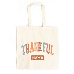 City Creek Prints Varsity Thankful Mama Canvas Tote Bag - 15x16 - Natural - 1 of 2