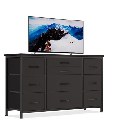 TV Stand for 55'' TV with Power Outlet, Entertainment Center, Dresser with 10 Large Drawers