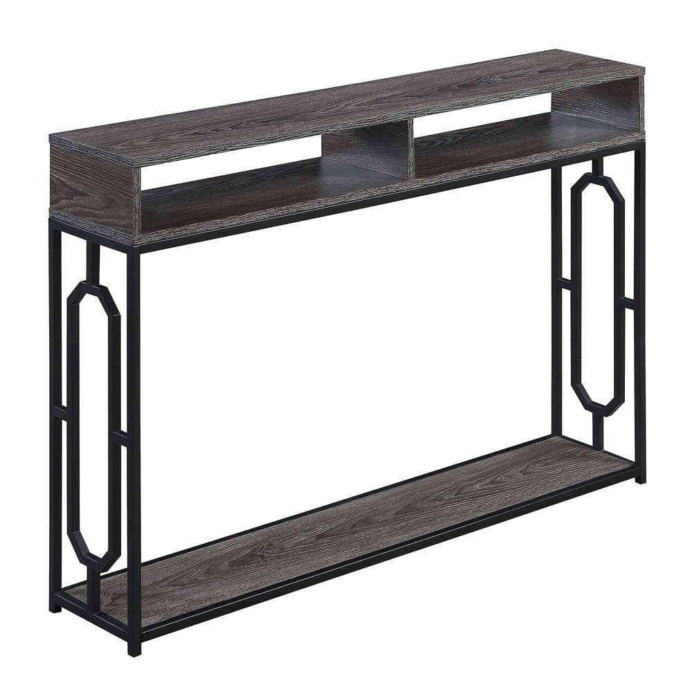 Photos - Coffee Table Omega Deluxe 2 Tier Console Table Weathered Gray/Black - Breighton Home: Sleek Metal Frame, MDF Narrow Design for Entryway