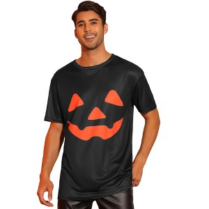 TATT 21 Men's Halloween Pumpkin Printed Short Sleeves Graphic T-Shirts - 1 of 4