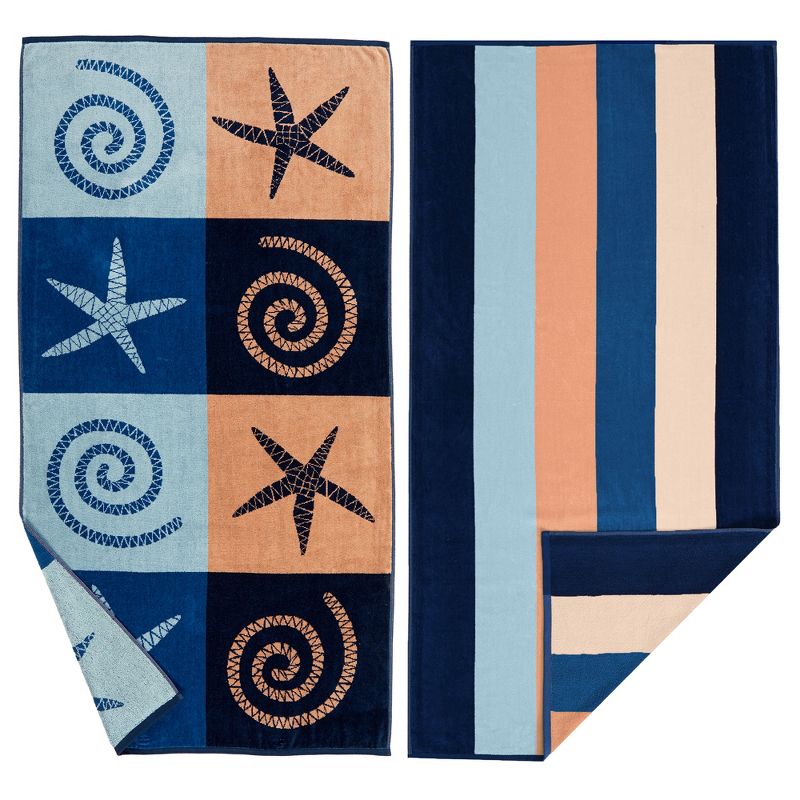 Cotton Jacquard Printed Beach Towel 2 Pack - Great Bay Home, 1 of 9
