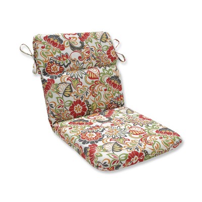 Outdoor Chair Cushion - Green/off-white/red Floral - Pillow Perfect ...