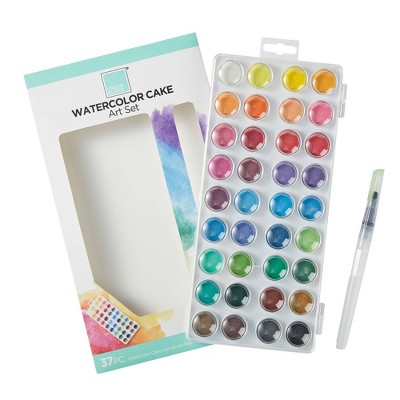 Colour Block 37ct Watercolor Cake Art Set: Multicolored Paints for Wood Crafting, Ages 5+