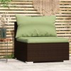 vidaXL Patio Sectional Sofa Outdoor Modular Sofa Chair with Cushions PE Rattan - Brown and Green - 2 of 4