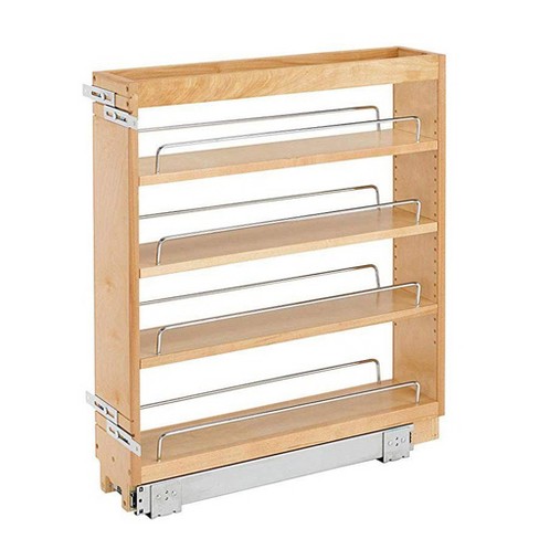 Rev A Shelf 448 Bc 6c 6 5 Inch Base Cabinet Pullout Storage Organizer With Adjustable Wood Shelves And Chrome Rails Target