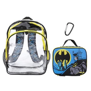 Set de 2 piezas de mochila y lonchera transparente de 16 pulgadas para niños de Batman