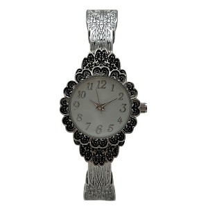 Olivia Pratt Elegant Flower Detailed Face Bangle Women Watch - 1 of 3