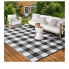 Black and white - 9*12 feet  Outdoor Area Rug Plastic Waterproof  Stain Resistant Checkered Reversible Light Weight Portable Mat UV Resistant Carpet - 4 of 4
