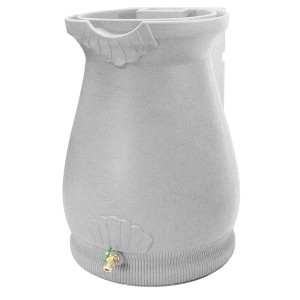 Good Ideas Rain Wizard Plastic Resin Urn, 65 Gallon Rain Barrel with Self-Draining Planter Top and Meshed Screen to Block Debris, Light Granite - 1 of 4