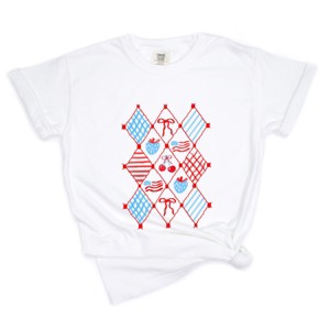 Simply Sage Market Patriotic Coquette Checkered Fruit Garment Dyed Tee - 1 of 4