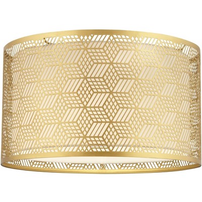 Gold Finish Laser Cut Metal Drum Lamp Shade