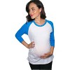 Maternity Raglan Shirt Comfortable 3/4 Long Sleeve Ruched Pregnancy Baseball Top - Crazy Dog Maternity Raglan - 2 of 4
