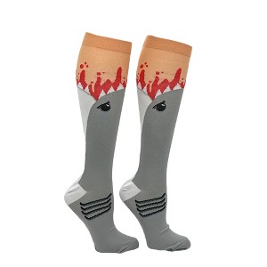 Shark Bite Funny Novelty Compression Socks For Women And Men - Crazy Dog Compression Socks - 1 of 4