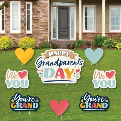 Big Dot of Happiness Happy Grandparents Day - Yard Sign and Outdoor Lawn Decorations - Grandma & Grandpa Party Yard Signs - Set of 8