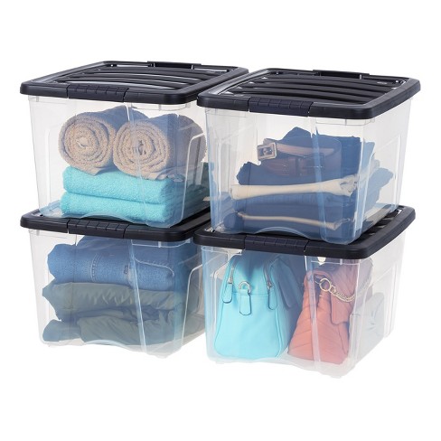 IRIS USA 6Pack 12qt Stackable Plastic Storage Bins with Lids and Latching  Buckles, Pearl