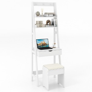 Tangkula Vanity Desk w/ Flip-up Mirror and Stool w/ 3-Color Lighting 6 Compartments - 1 of 4