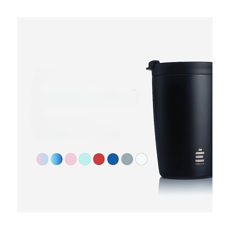 HYDRATE 340ml Insulated Travel Reusable Coffee Cup with Leak-proof Lid, Black, 2 of 4