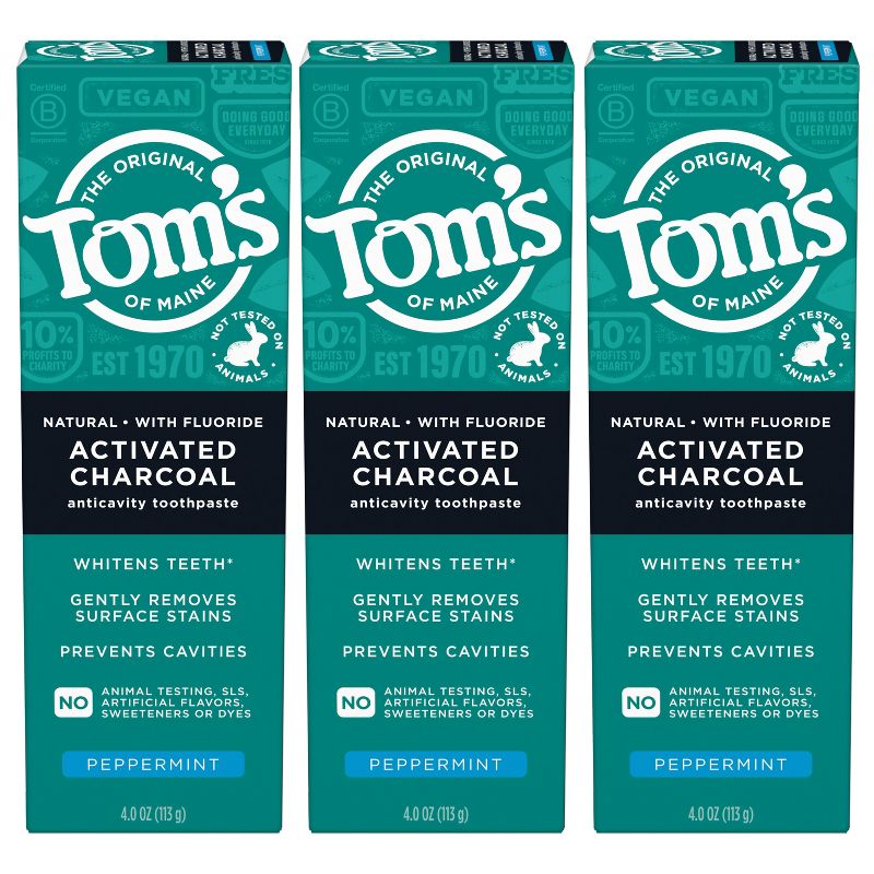 Tom&#39;s of Maine Anti-cavity Toothpaste Charcoal - 3pk/4oz, 1 of 10