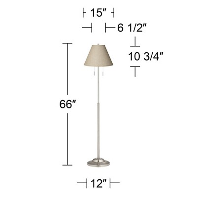 Sleek Brushed Nickel 66" Floor Lamp with Fine Burlap Shade