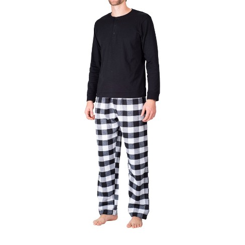 Sleephero Men's Long Sleeve Flannel Pajama Set White And Black