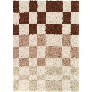 Balta Rugs 7'10"x10' Abstract Checkered Grid Kids' Rug Pink: Fade & Stain-Resistant, High Pile, OEKO-TEX Certified - 1 of 4