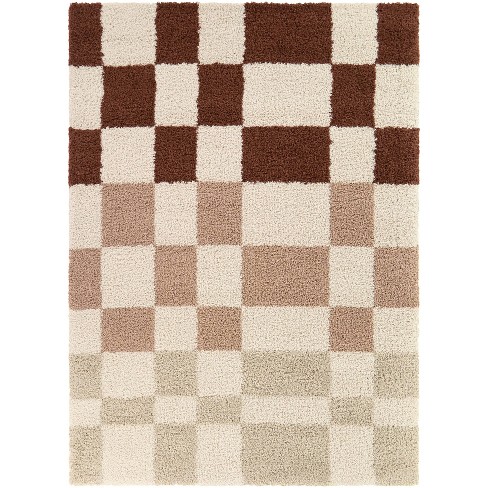 Balta Rugs 7'10"x10' Abstract Checkered Grid Kids' Rug Pink: Fade & Stain-Resistant, High Pile, OEKO-TEX Certified - image 1 of 4